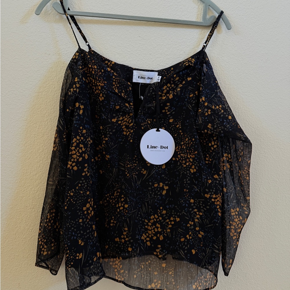 Line & Dot Black and Gold Sheer Blouse